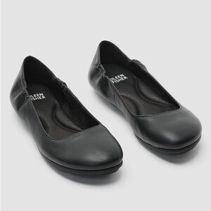 EILEEN FISHER Fosse Leather Ballet Flat Scrunch Size 7 Napa